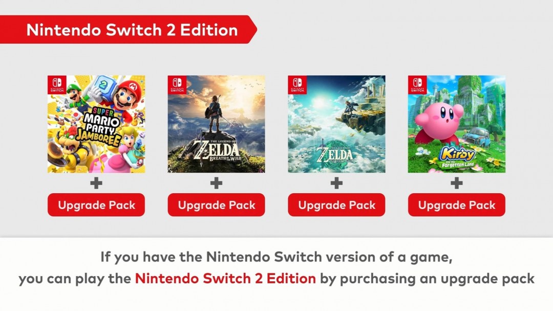 《旷野之息》《王国之泪》获Switch 2版 需购买升级包强化