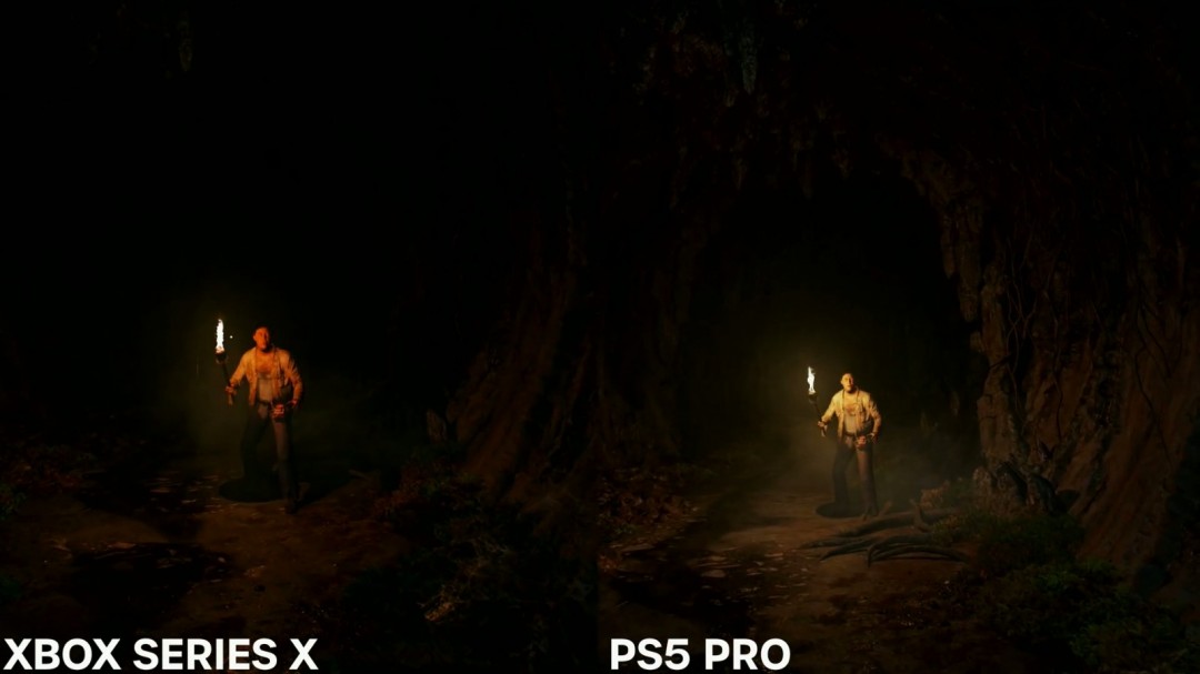 《夺宝奇兵：古老之圈》Xbox Series X和PS5 Pro画面对比