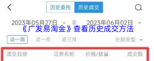 《广发易淘金》查看历史成交方法
