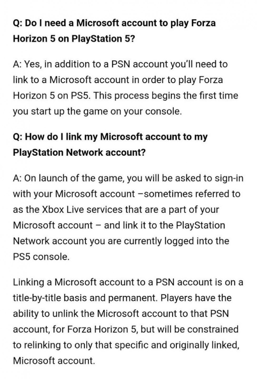 《极限竞速：地平线5》PS5版需要创建微软账号