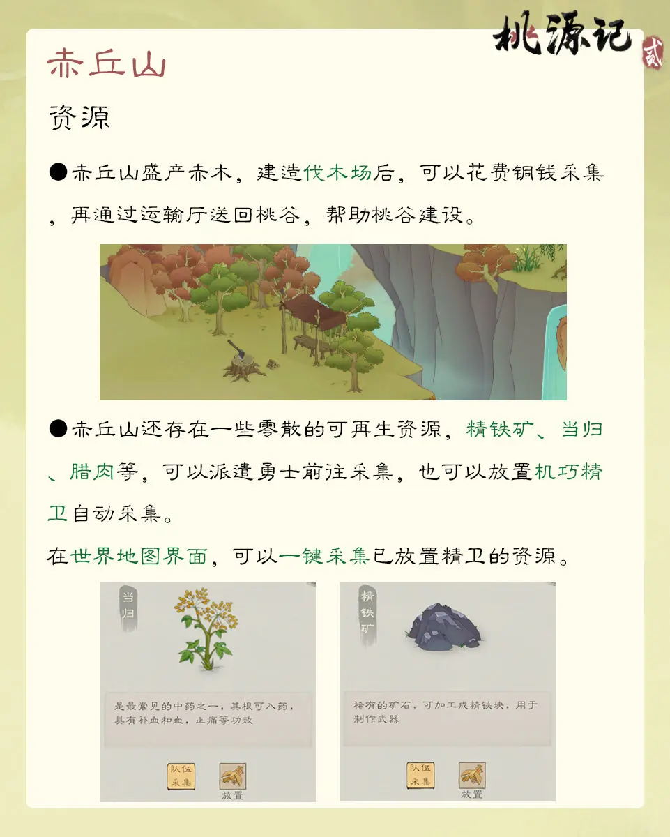 《桃源记2》谷外地图赤丘山玩法介绍